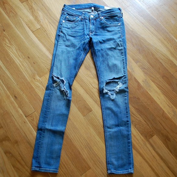 rag & bone Denim - Rag & Bone Mid Rise Skinny Carmine Distressed Jean